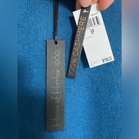 NWT House Of Harlow 1960 100% Cashmere Sweater Blue Womens Size S $198 - Picture 9 of 10